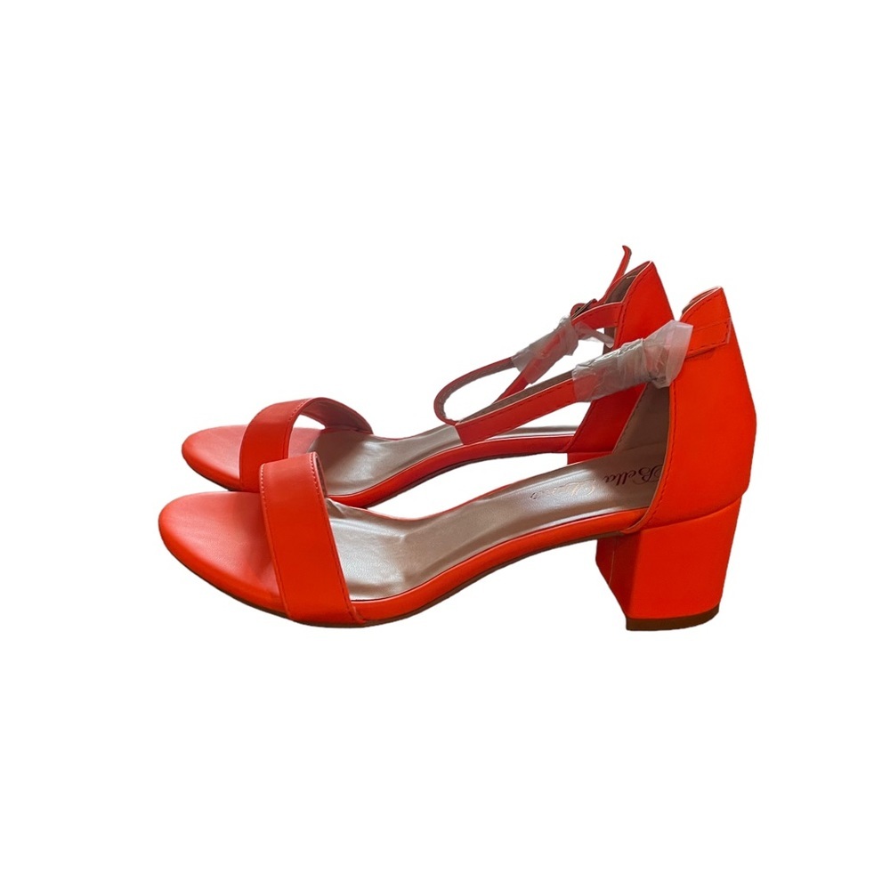 Bella Luna Bright Orange block heels sandals 7.5‎